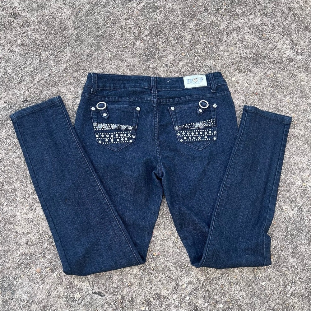 Women's Dark Blue Embellished Skinny Jeans